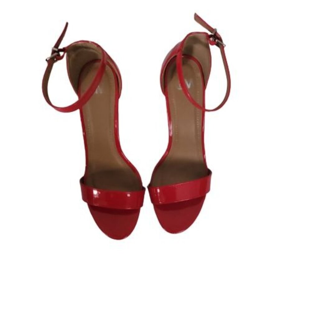 CM Women's Leather Ankle Strap Stiletto Heels Sandals Red‎ Size 9M - Picture 7 of 14